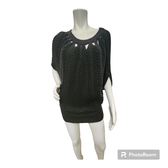 Lane Bryant Black Metallic Thread Short Sleeve Sparkly Sweater Size 14/16 - Picture 1 of 14